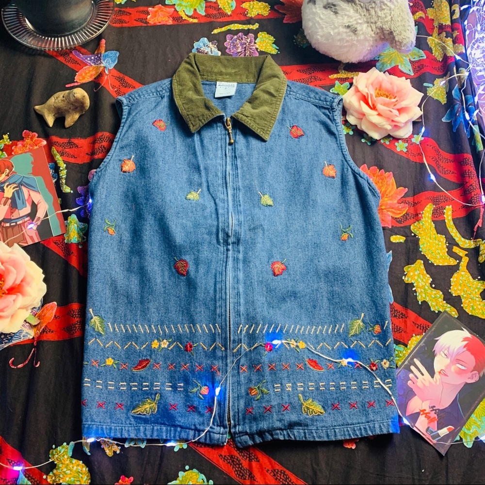 Cascade Blue Embroidered Autumn Vest